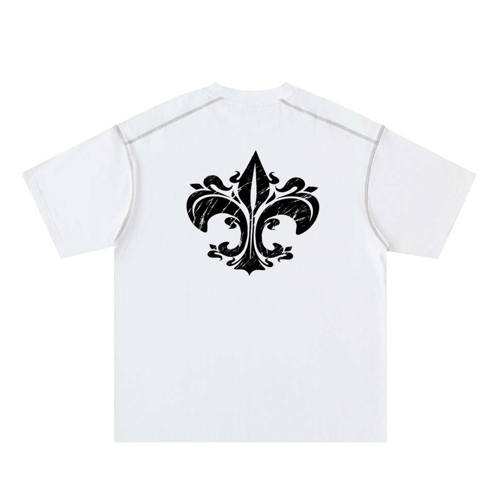 Oversized Contrast-Stitched White Tee