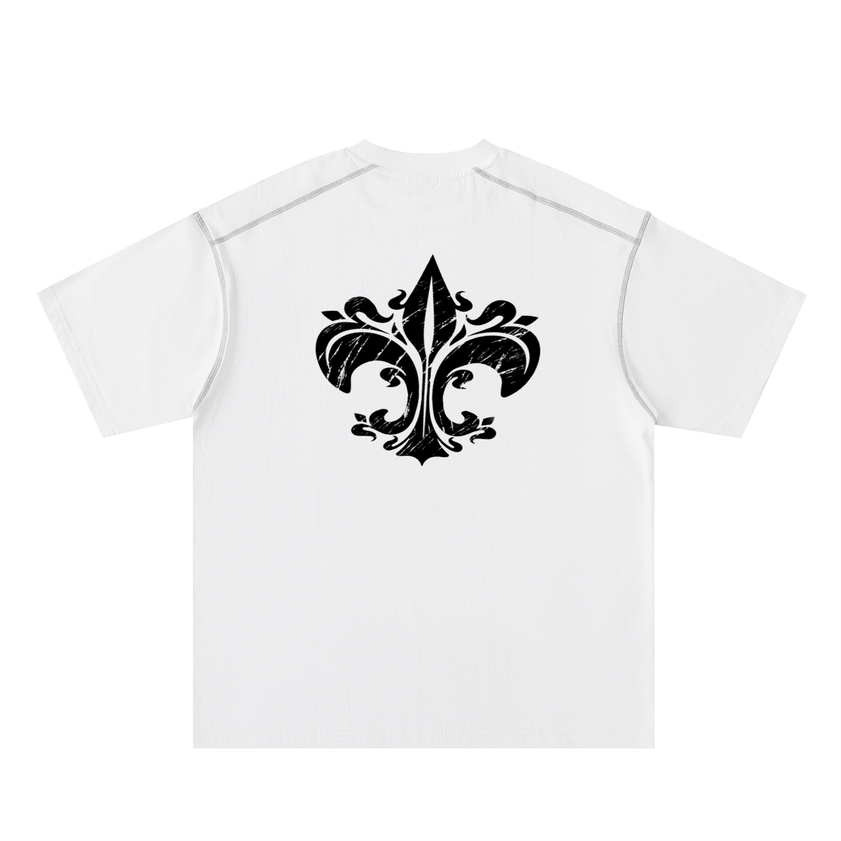 Oversized Contrast-Stitched White Tee